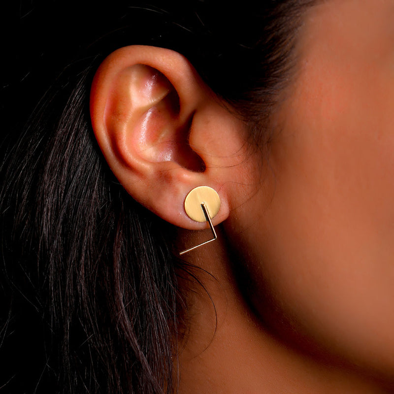 18K Gold Round Cut Earrings